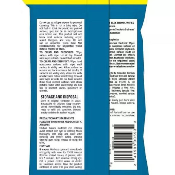 (20) 15ct Packs Weiman Disinfectant Electronic Wipes - Picture 2 of 2